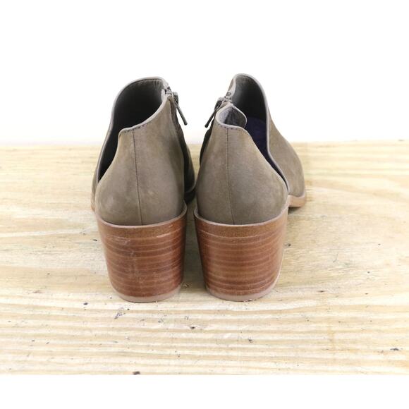 1 State Boots Womens 7.5M Fog Brown Leather Isak Half d'Orsay Bootie Shoes Boho - Picture 3 of 7